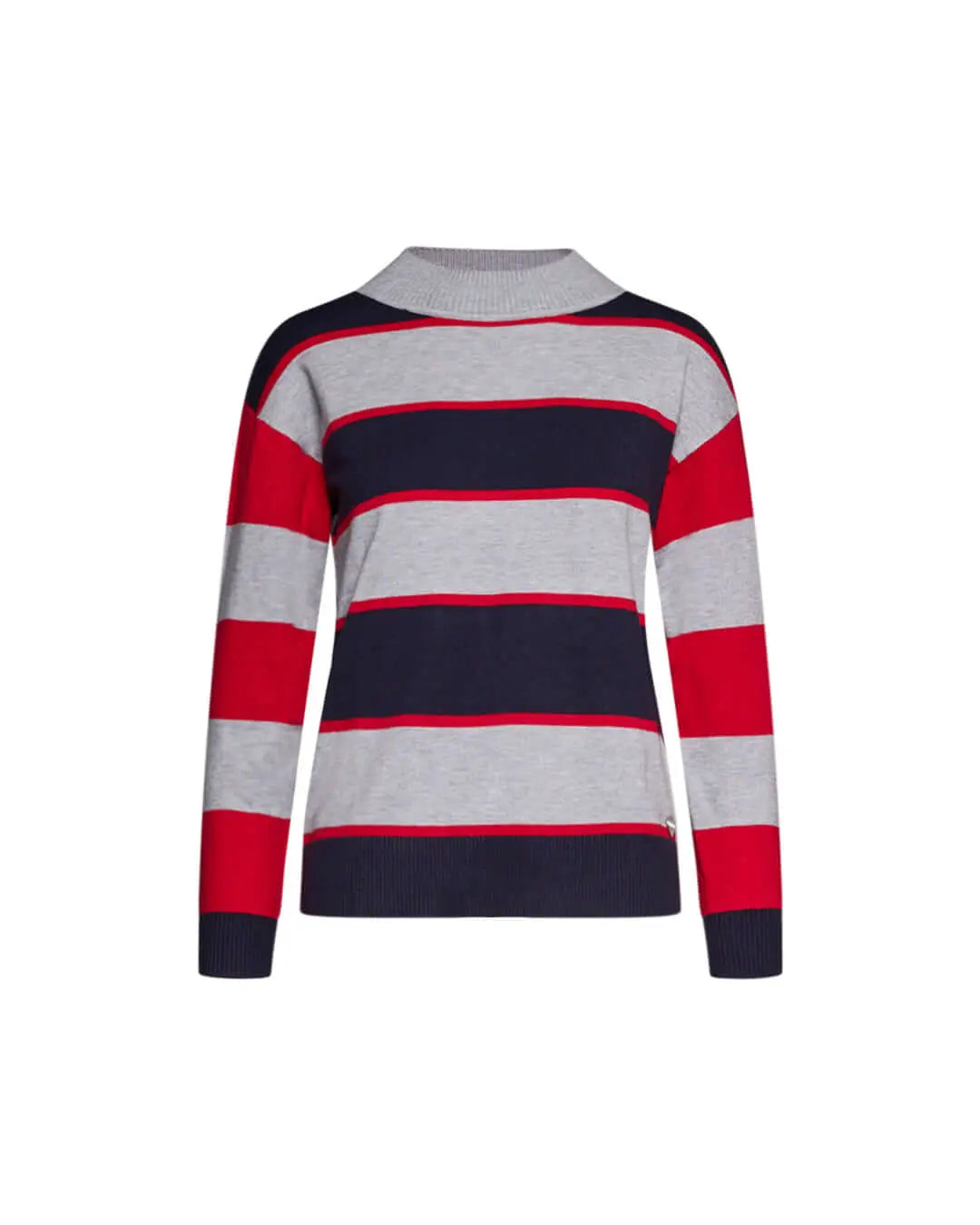 Maglia con scollino alto e motivo multiriga BLU DORABELLA