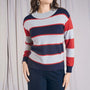 Maglia con scollino alto e motivo multiriga BLU DORABELLA