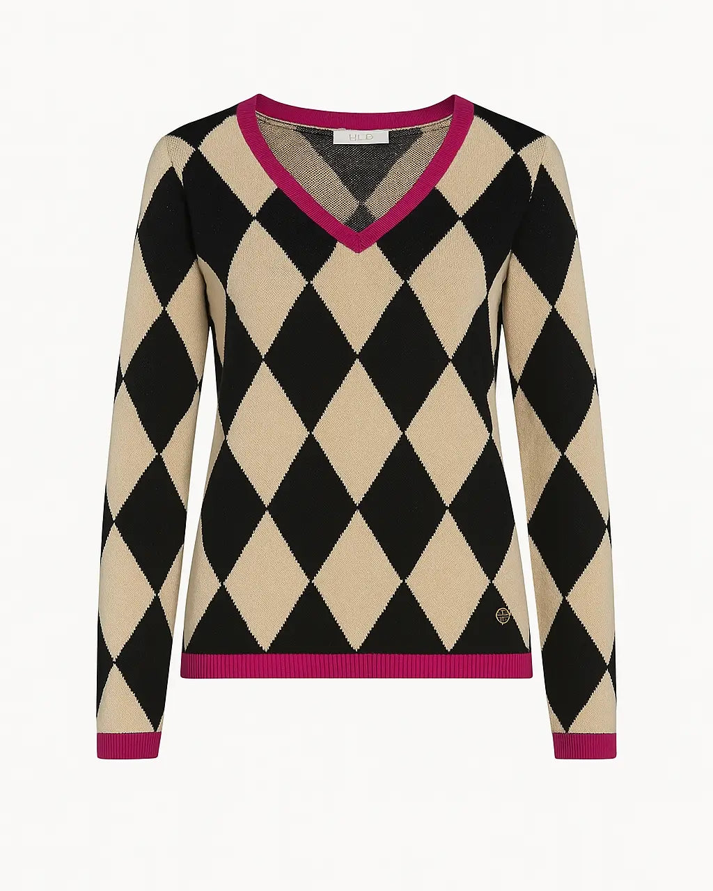 Maglia con scollo a V a rombi Oro nero DORABELLA