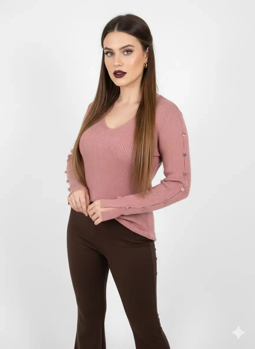Maglia con scollo a V e bottoni decorativi DORABELLA