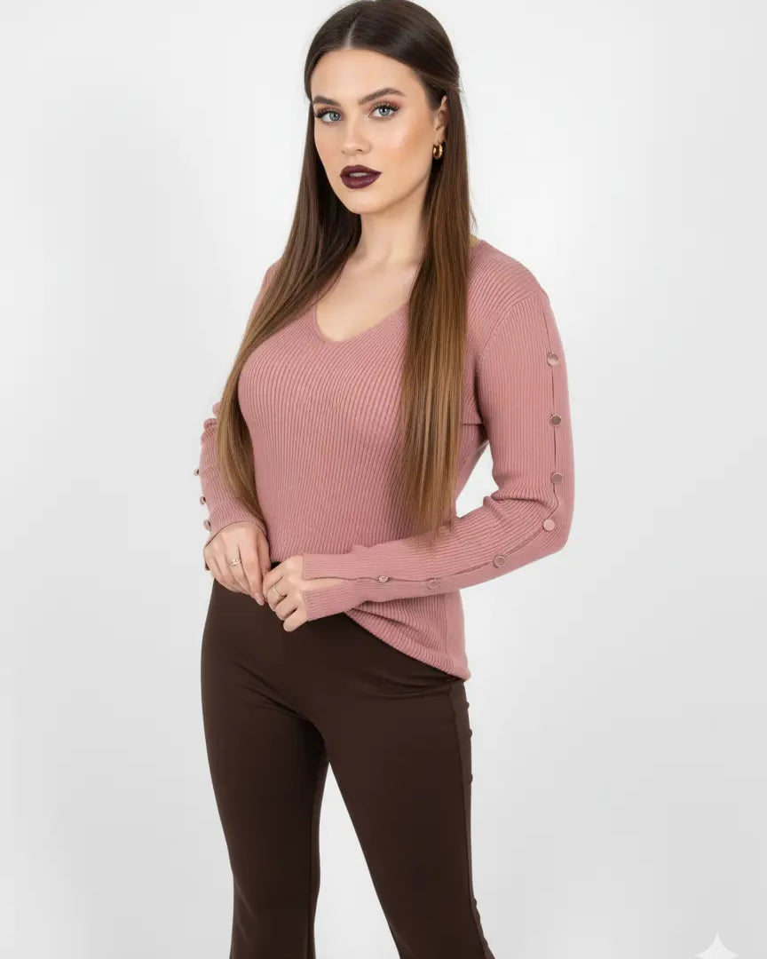 Maglia con scollo a V e bottoni decorativi DORABELLA