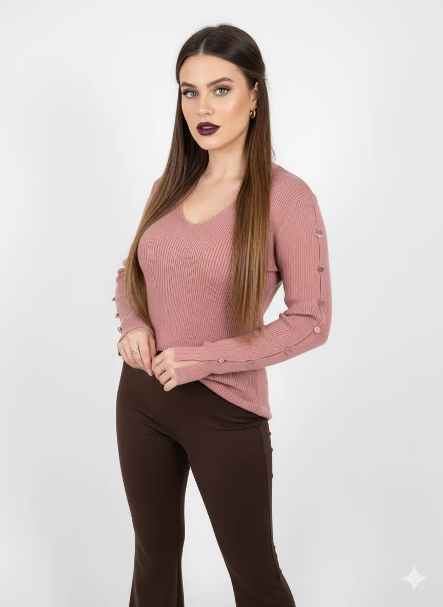 Maglia con scollo a V e bottoni decorativi DORABELLA