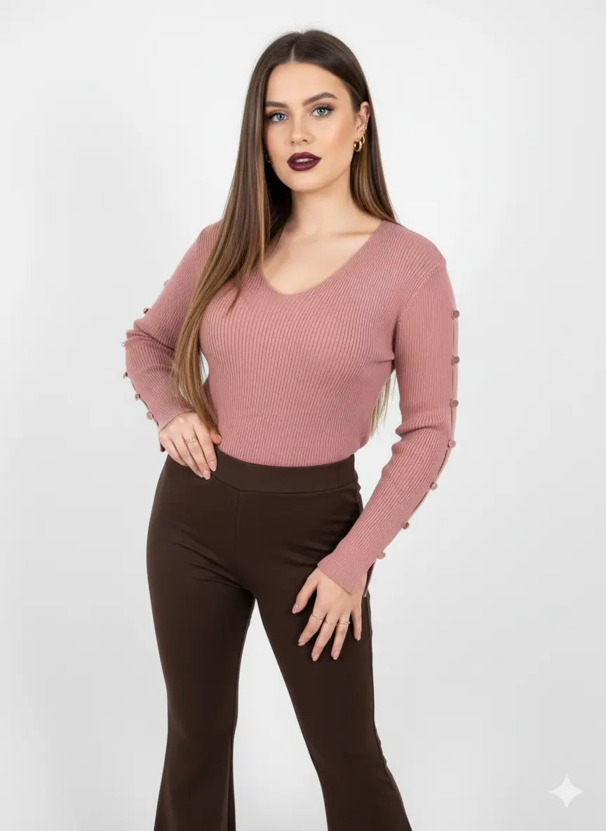 Maglia con scollo a V e bottoni decorativi DORABELLA