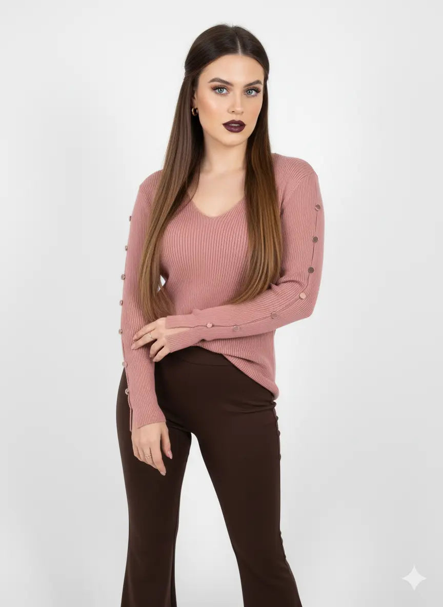 Maglia con scollo a V e bottoni decorativi DORABELLA