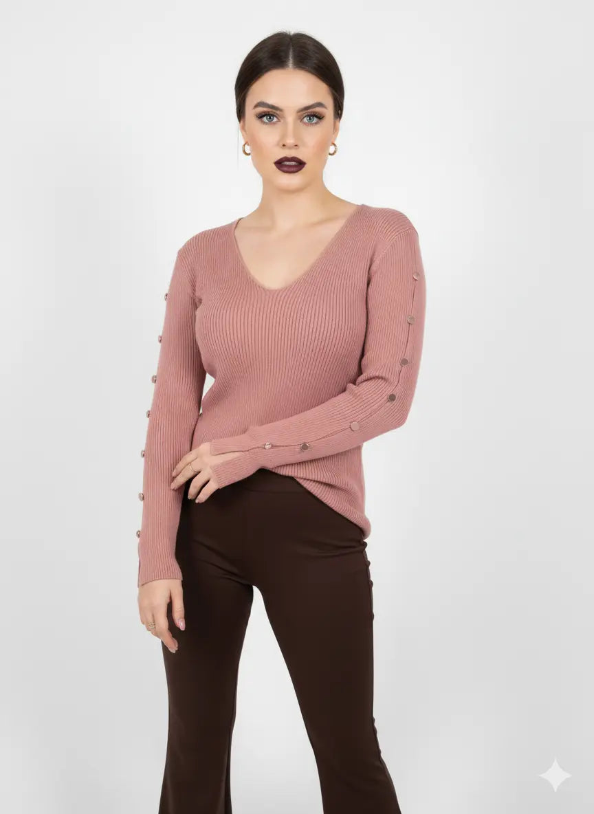 Maglia con scollo a V e bottoni decorativi DORABELLA