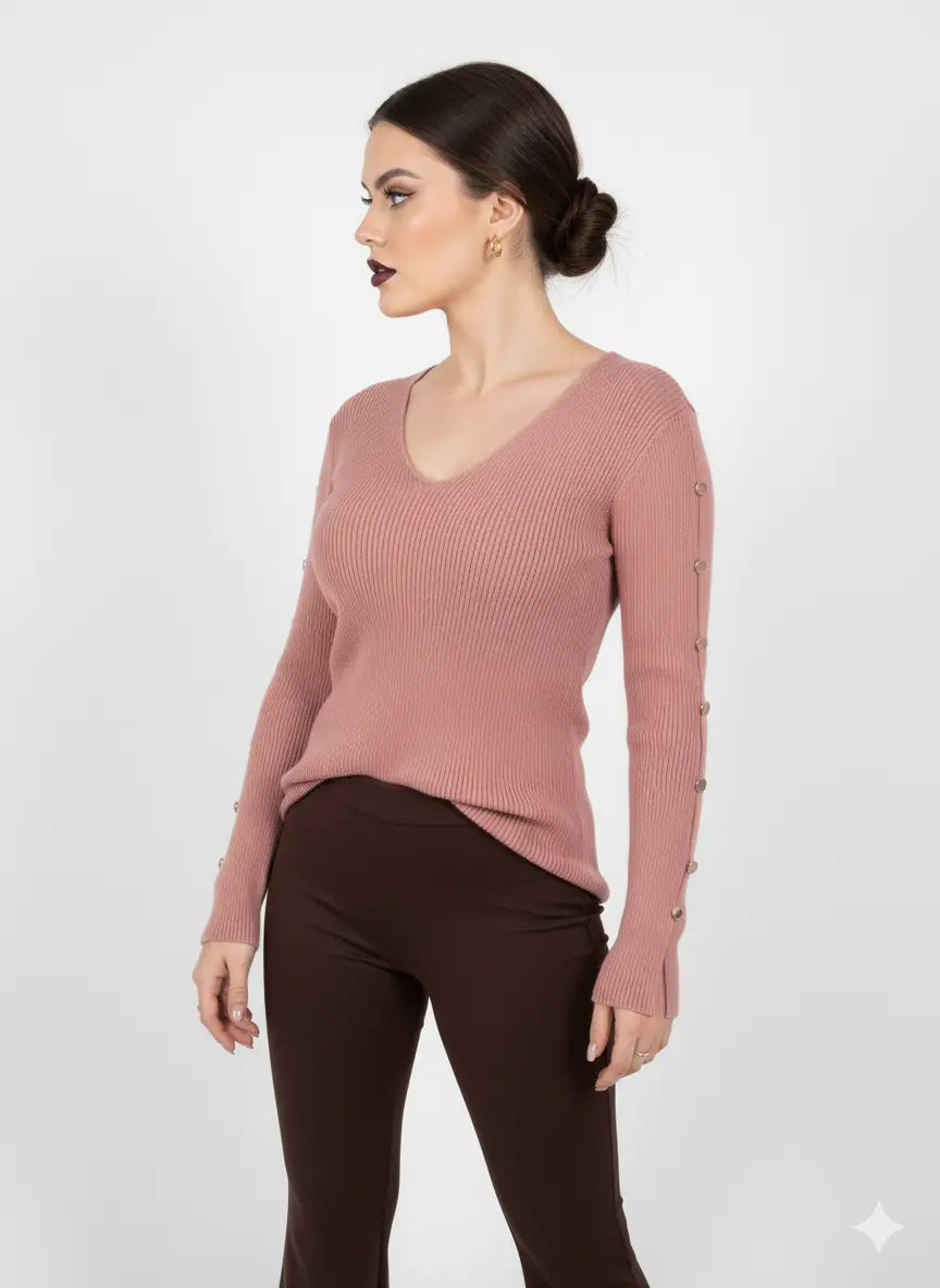 Maglia con scollo a V e bottoni decorativi DORABELLA