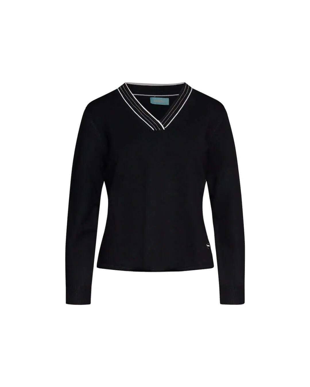 Maglia con scollo a V e dettagli smacchinati NERO DORABELLA