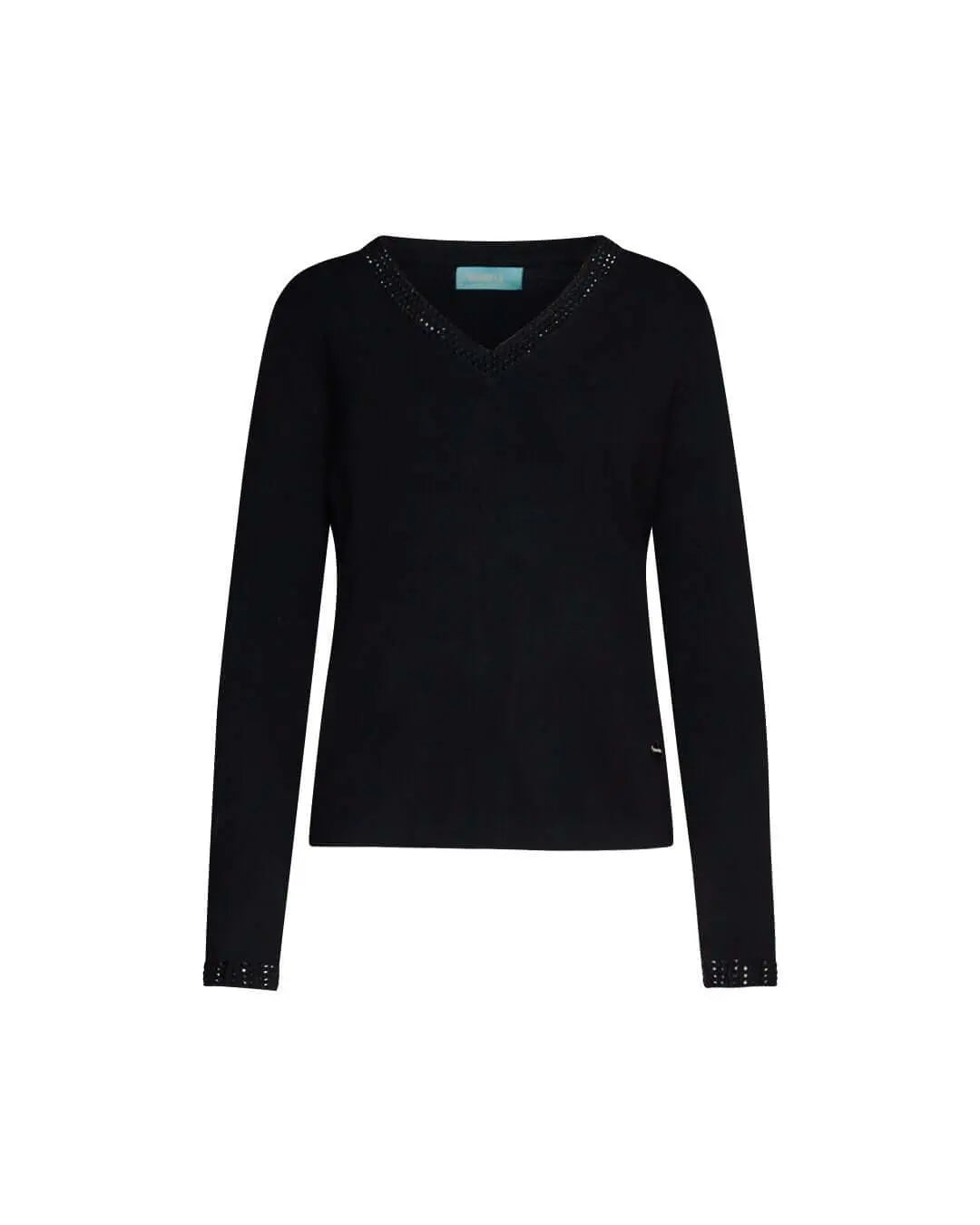 Maglia con scollo a V e dettagli strass in tono NERO DORABELLA