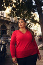 Maglia con scollo a V e inserto in paillettes sullo scollo RIBES DORABELLA PIU' XXXL