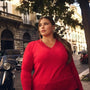Maglia con scollo a V e inserto in paillettes sullo scollo RIBES DORABELLA PIU' XXXL