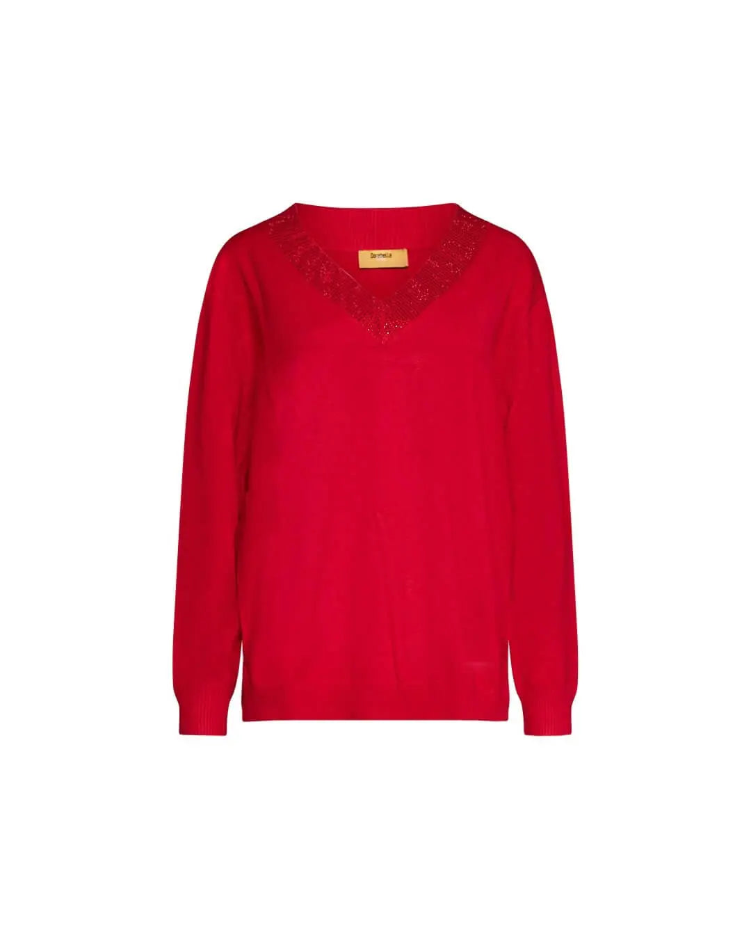 Maglia con scollo a V e inserto in paillettes sullo scollo RIBES DORABELLA PIU'