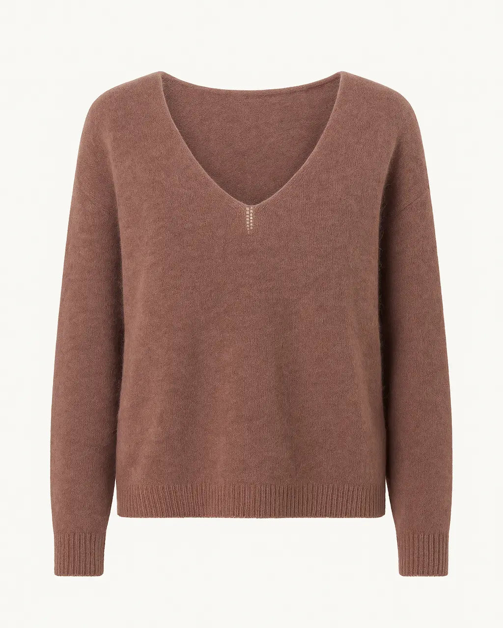 Maglia con scollo a V in misto baby alpaca UNICA by Ironica Taglia unica (44/46 o M/L) / Cacao