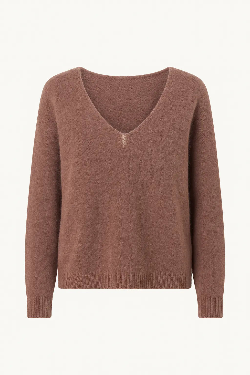 Maglia con scollo a V in misto baby alpaca UNICA by Ironica Taglia unica (44/46 o M/L) / Cacao