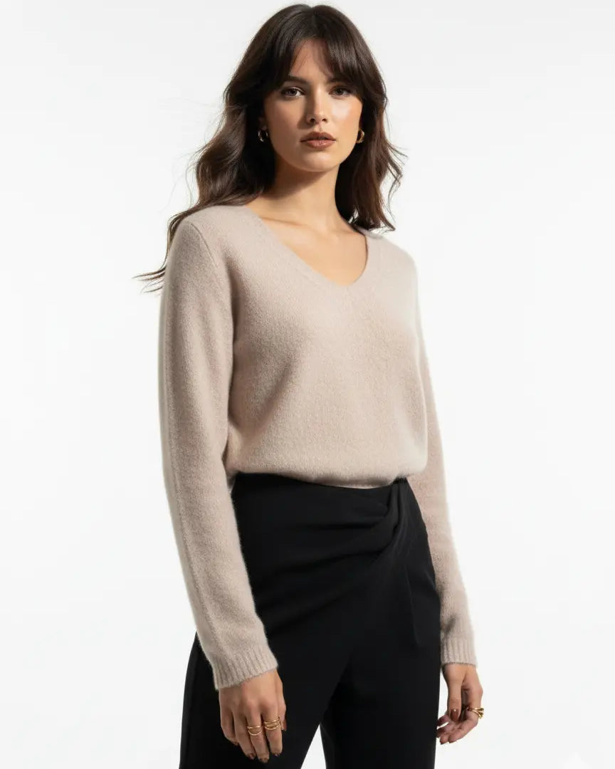 Maglia con scollo a V in misto baby alpaca UNICA by Ironica