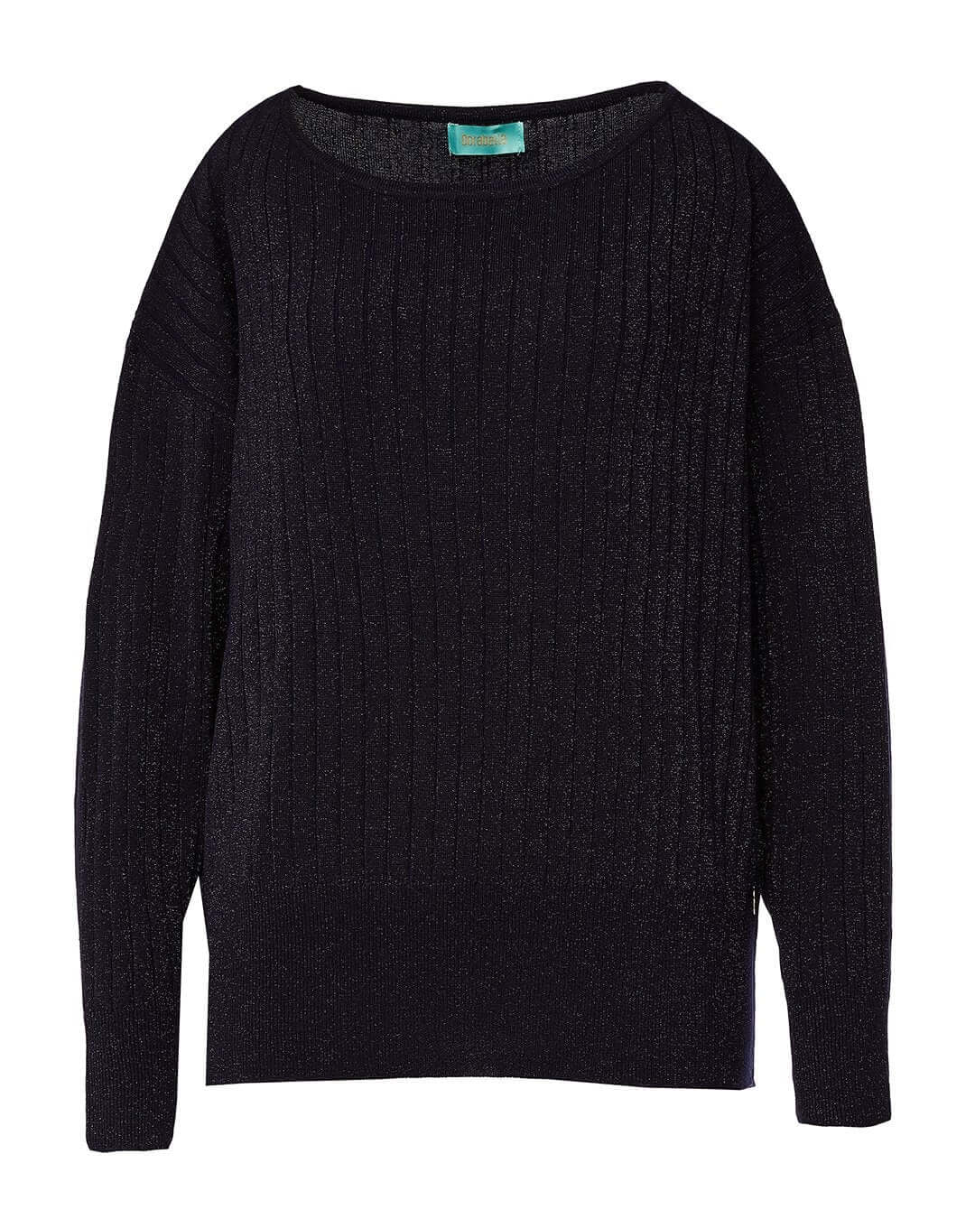 Maglia con scollo a barca a coste lurex BLU DORABELLA