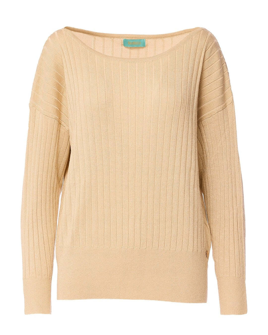 Maglia con scollo a barca a coste lurex LIGHT GOLD DORABELLA
