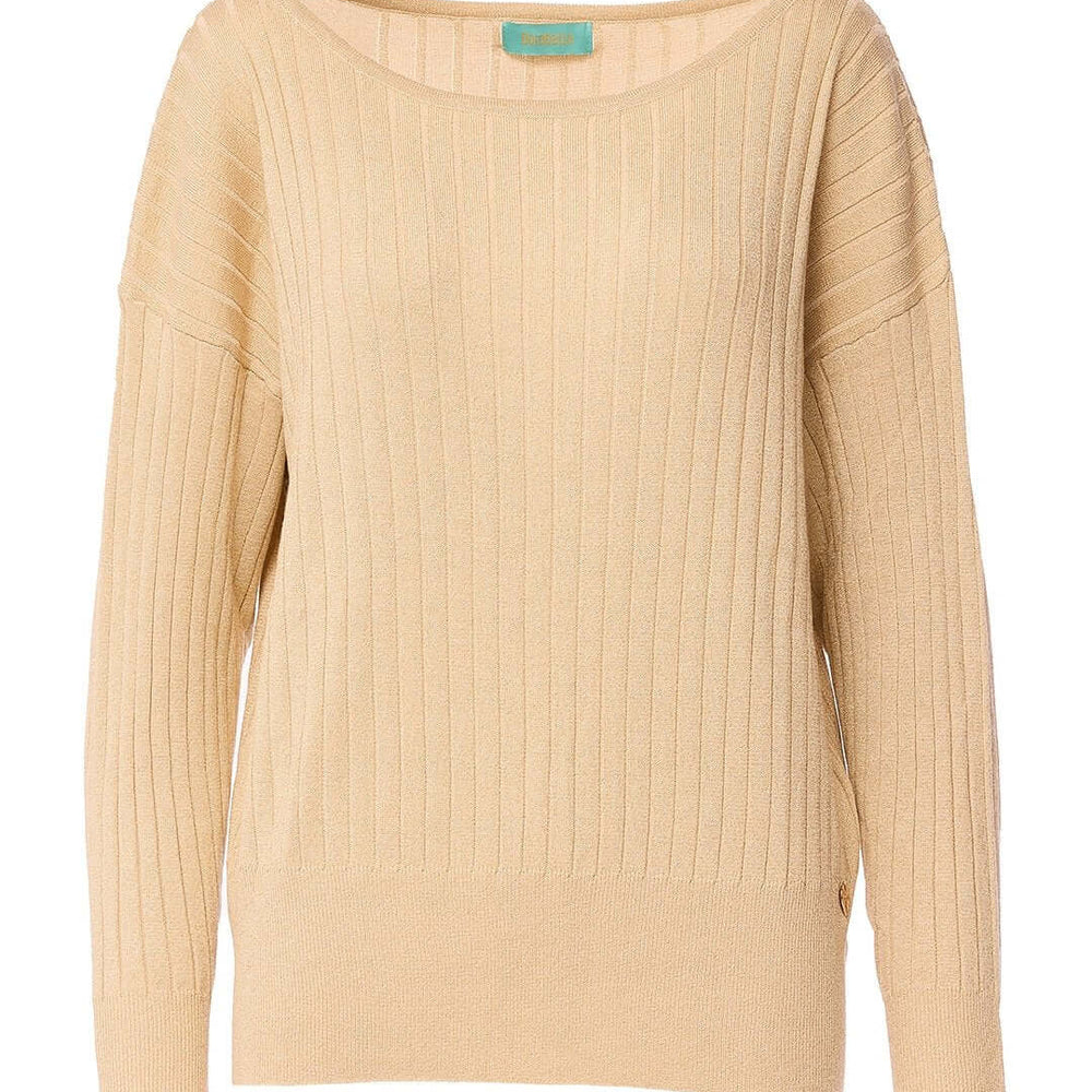 Maglia con scollo a barca a coste lurex LIGHT GOLD DORABELLA