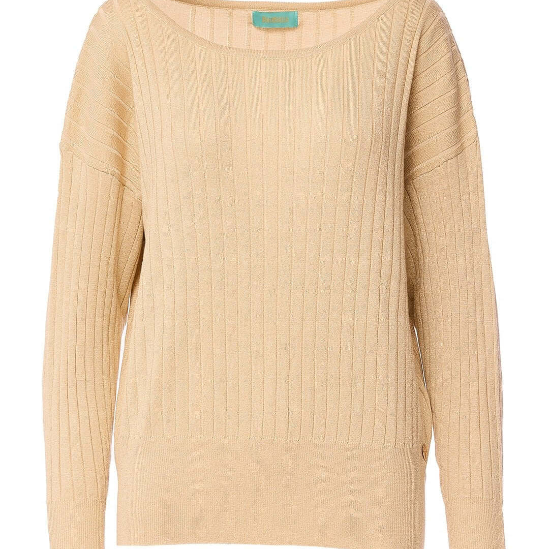 Maglia con scollo a barca a coste lurex LIGHT GOLD DORABELLA