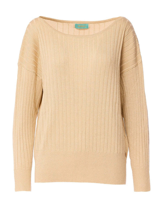 Maglia con scollo a barca a coste lurex LIGHT GOLD DORABELLA