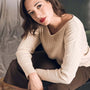 Maglia con scollo a barca a coste lurex LIGHT GOLD DORABELLA