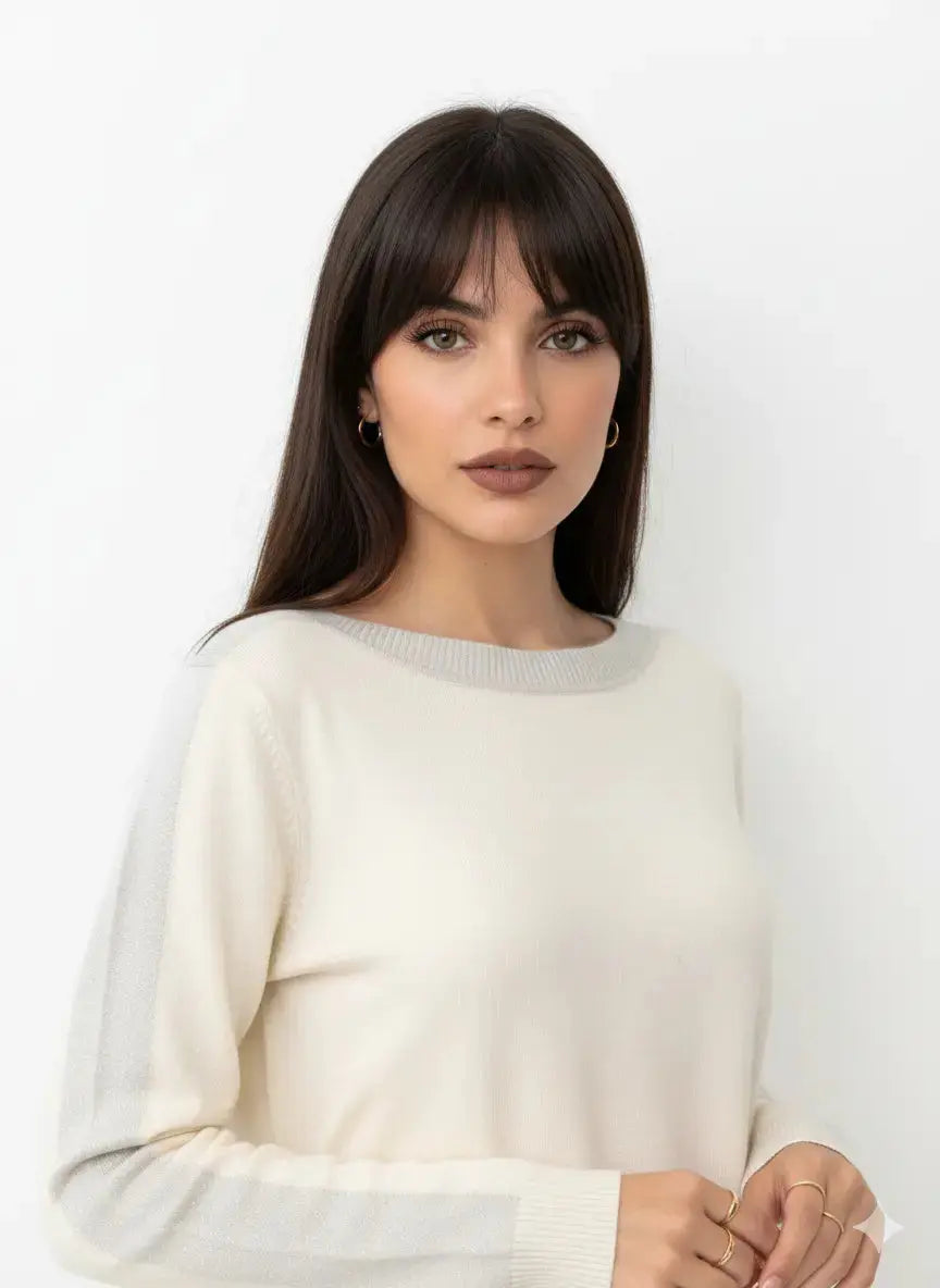 Maglia con scollo a barca con profili in lurex DORABELLA