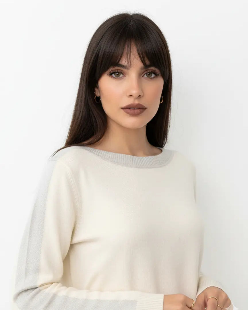 Maglia con scollo a barca con profili in lurex DORABELLA