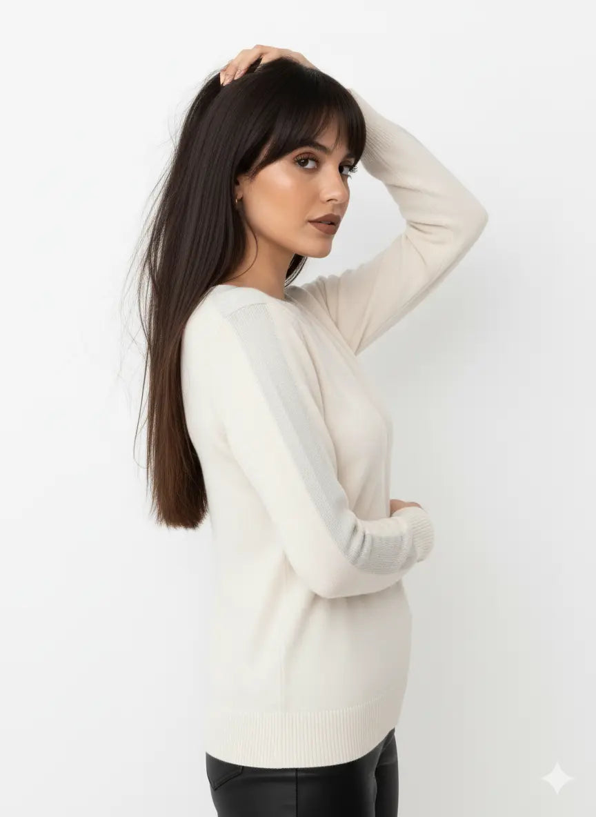 Maglia con scollo a barca con profili in lurex DORABELLA