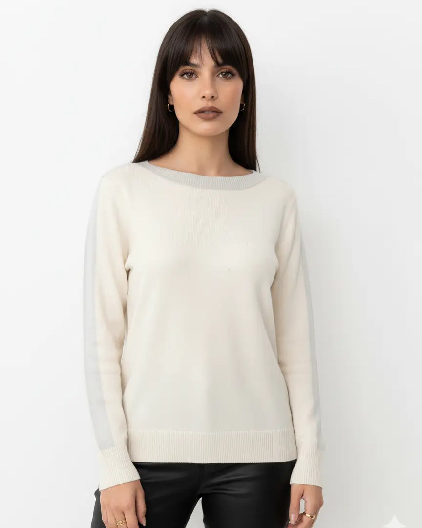 Maglia con scollo a barca con profili in lurex DORABELLA