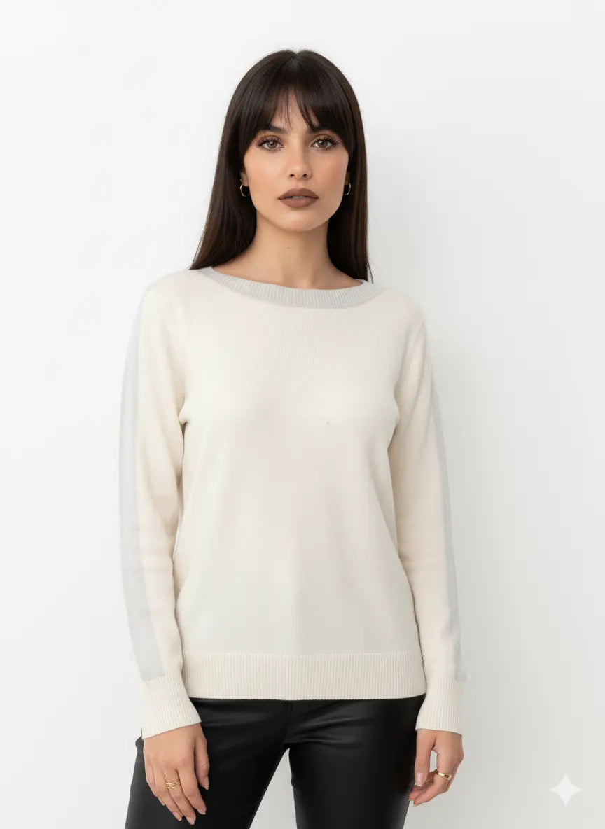 Maglia con scollo a barca con profili in lurex DORABELLA