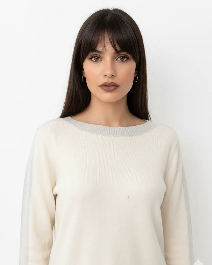 Maglia con scollo a barca con profili in lurex DORABELLA