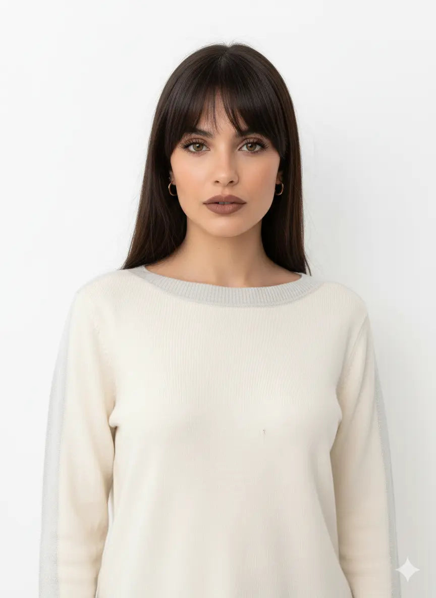 Maglia con scollo a barca con profili in lurex DORABELLA