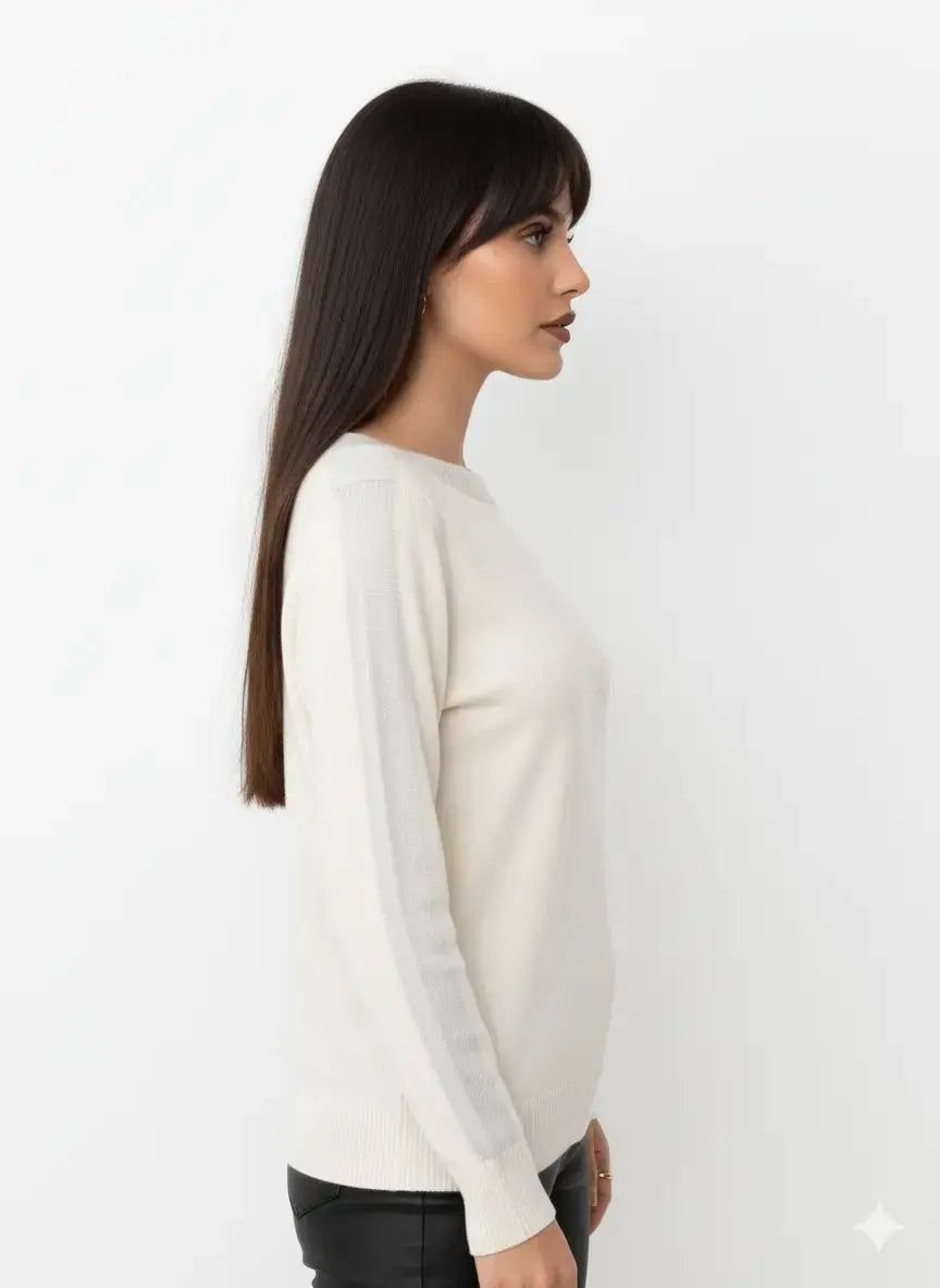 Maglia con scollo a barca con profili in lurex DORABELLA