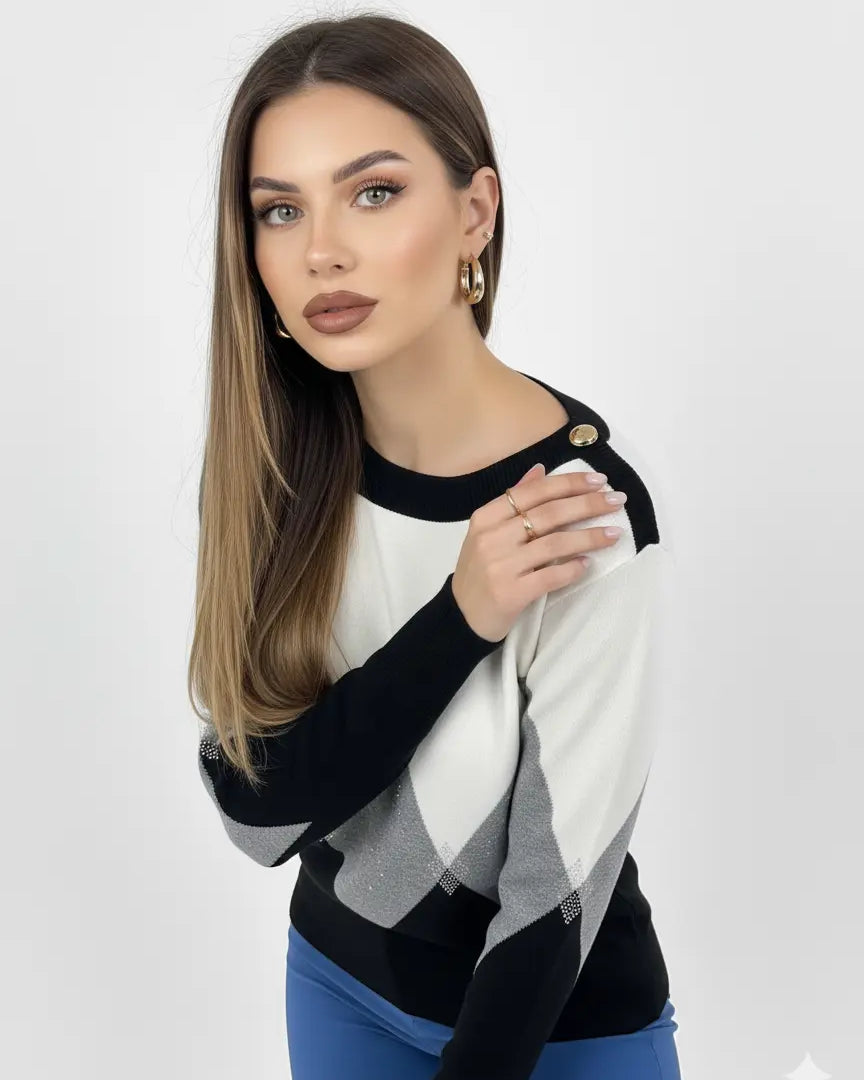 Maglia con scollo a barca e dettagli strass DORABELLA