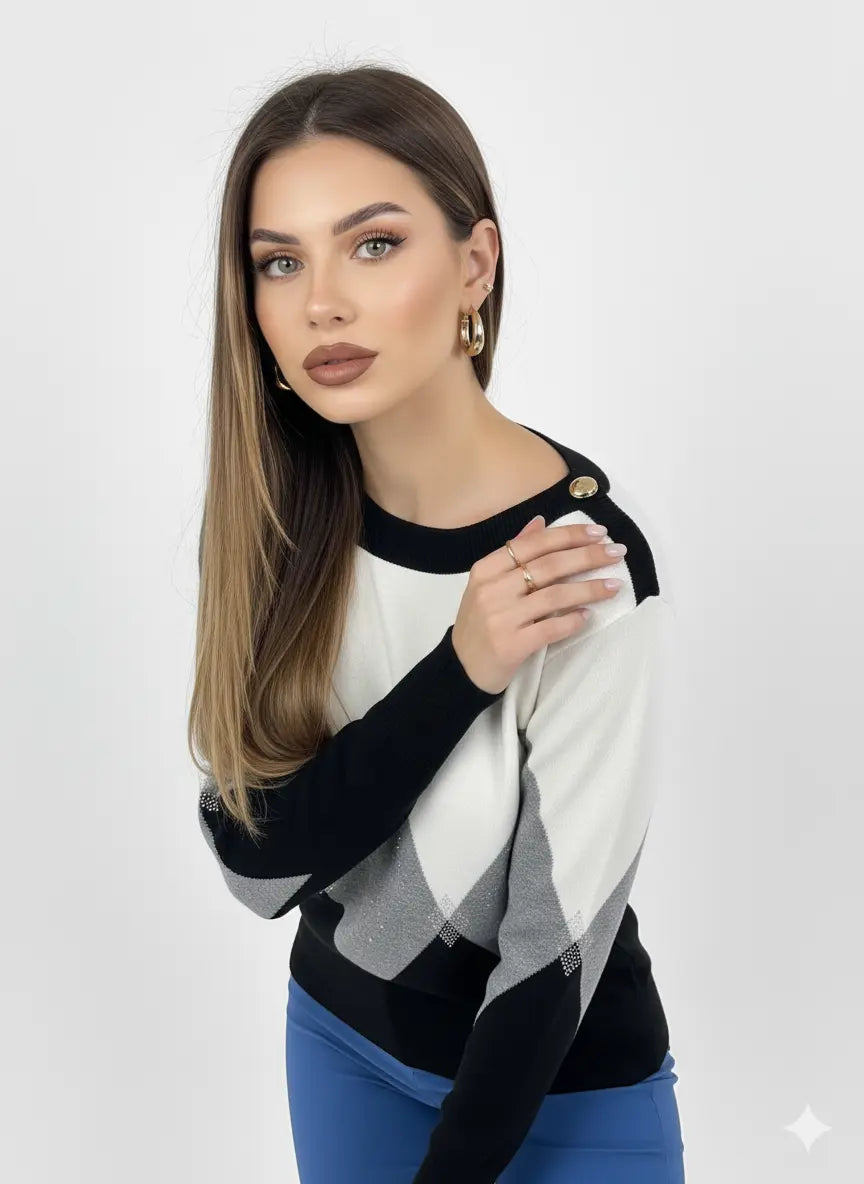 Maglia con scollo a barca e dettagli strass DORABELLA