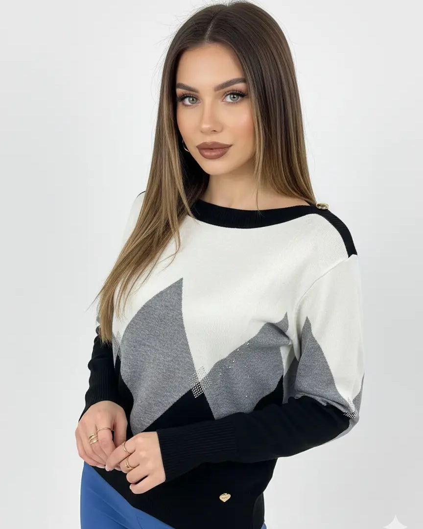 Maglia con scollo a barca e dettagli strass DORABELLA