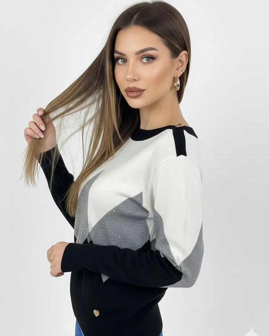 Maglia con scollo a barca e dettagli strass DORABELLA