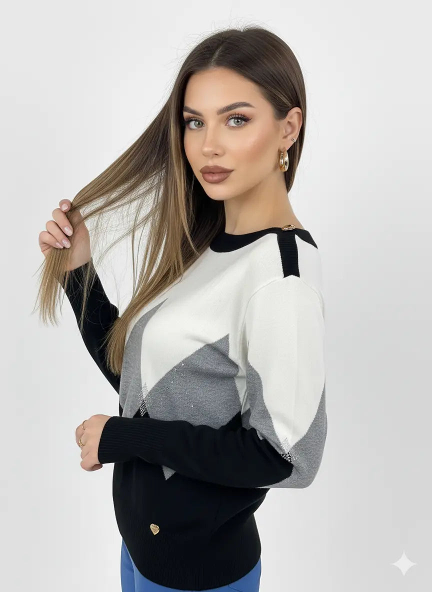 Maglia con scollo a barca e dettagli strass DORABELLA