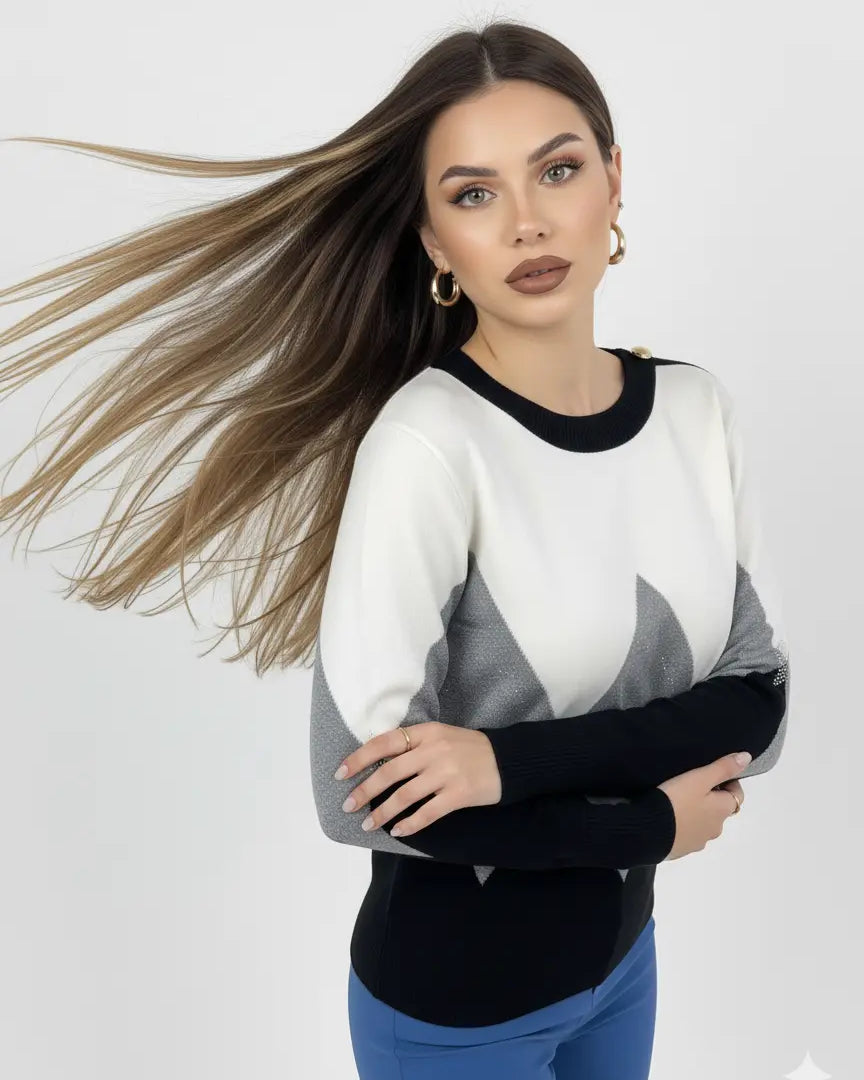 Maglia con scollo a barca e dettagli strass DORABELLA