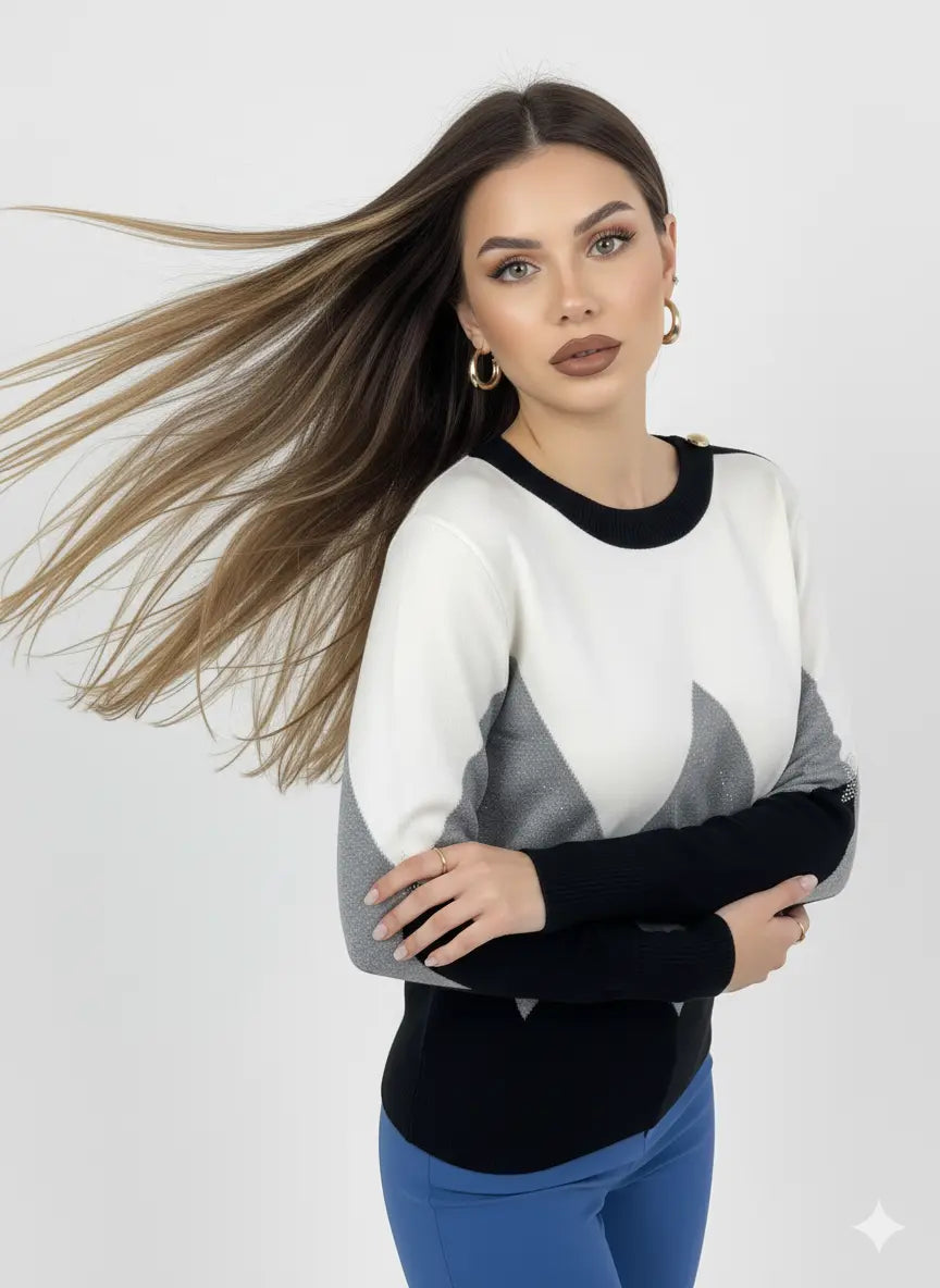 Maglia con scollo a barca e dettagli strass DORABELLA