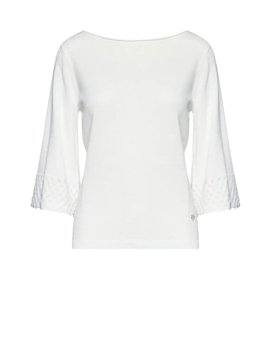 Maglia con scollo a barca e manica 3/4 BIANCO DORABELLA