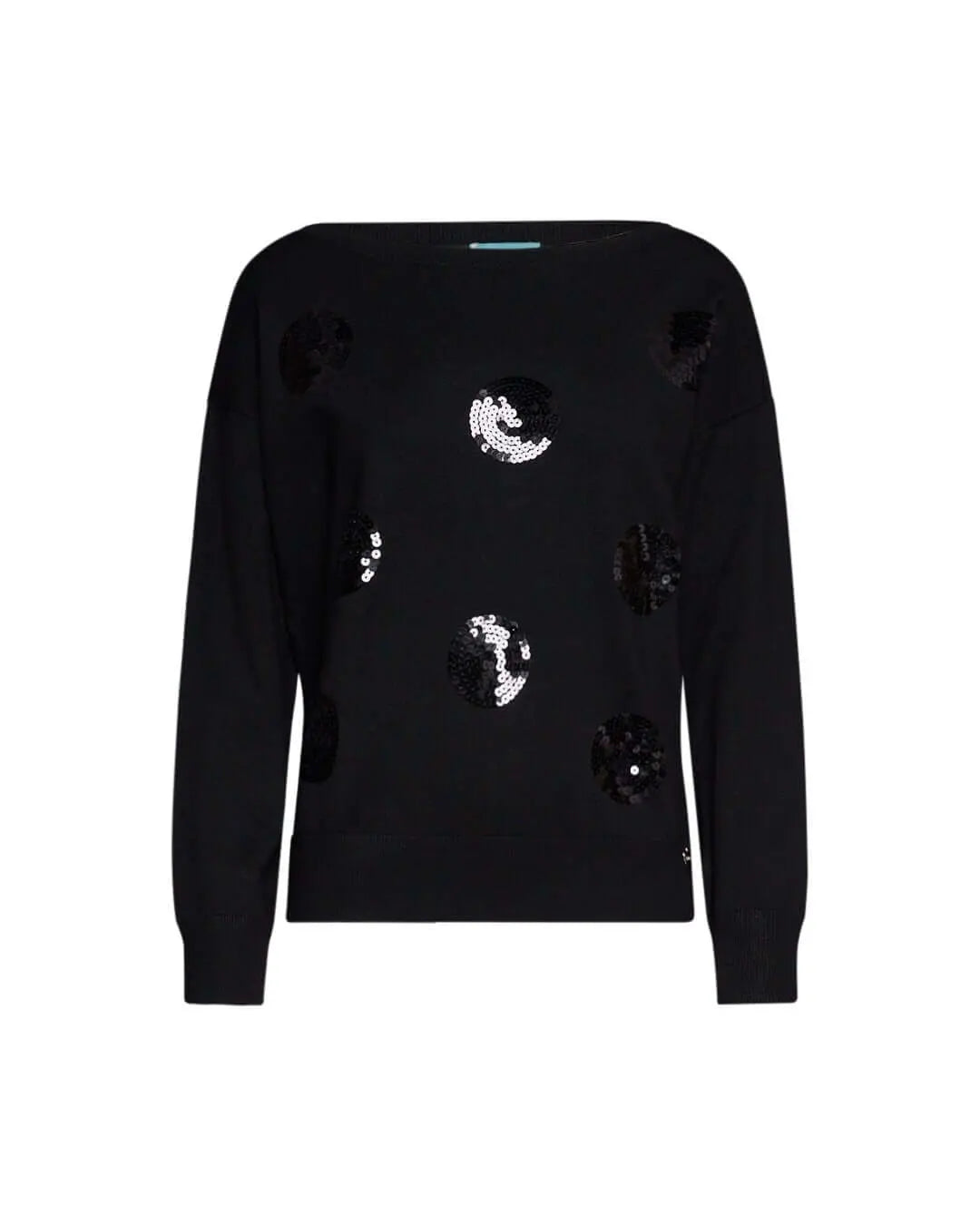 Maglia con scollo a barca e ricami paillettes NERO DORABELLA