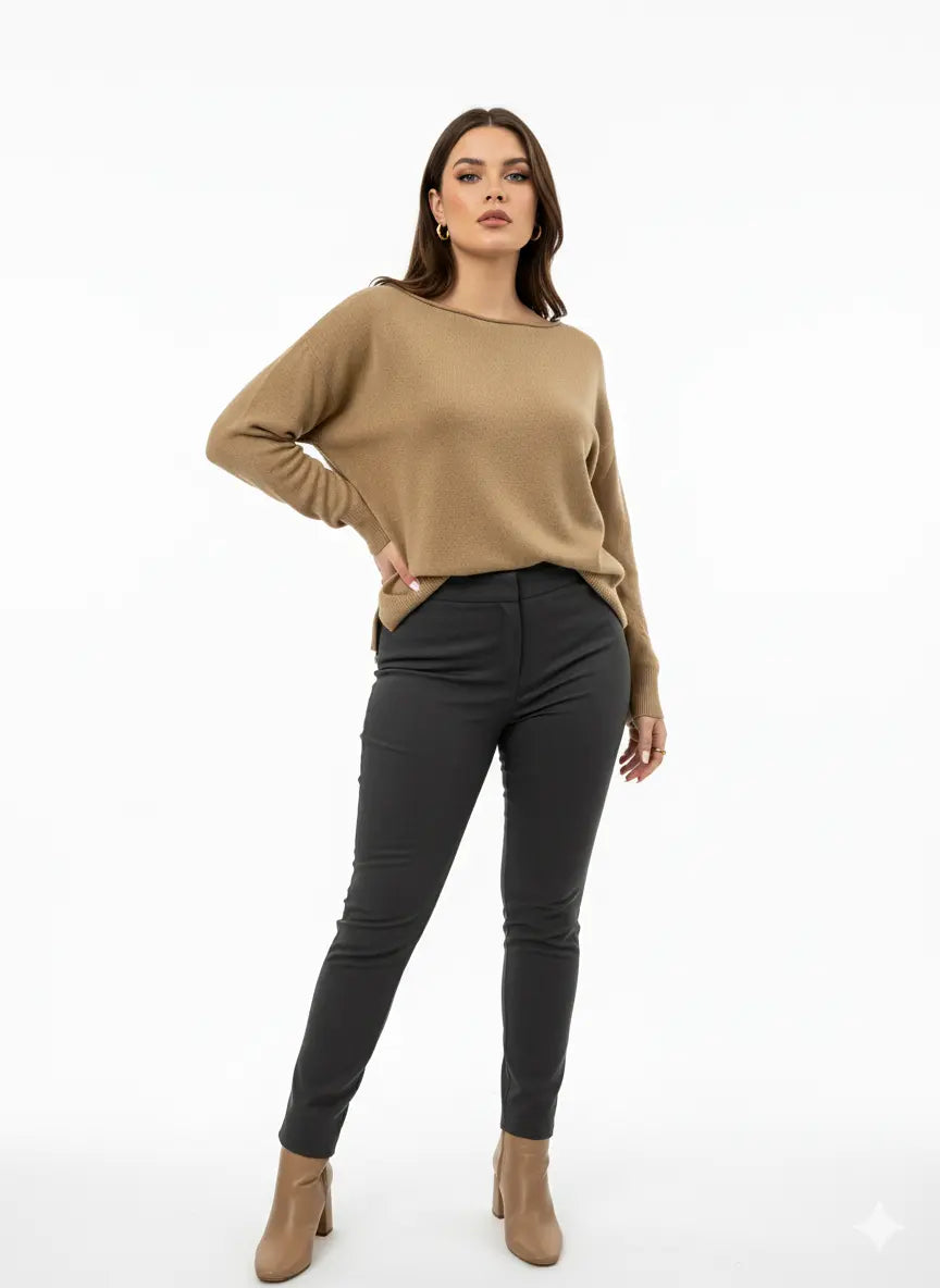 Maglia con scollo a barca in tinta unita DORABELLA