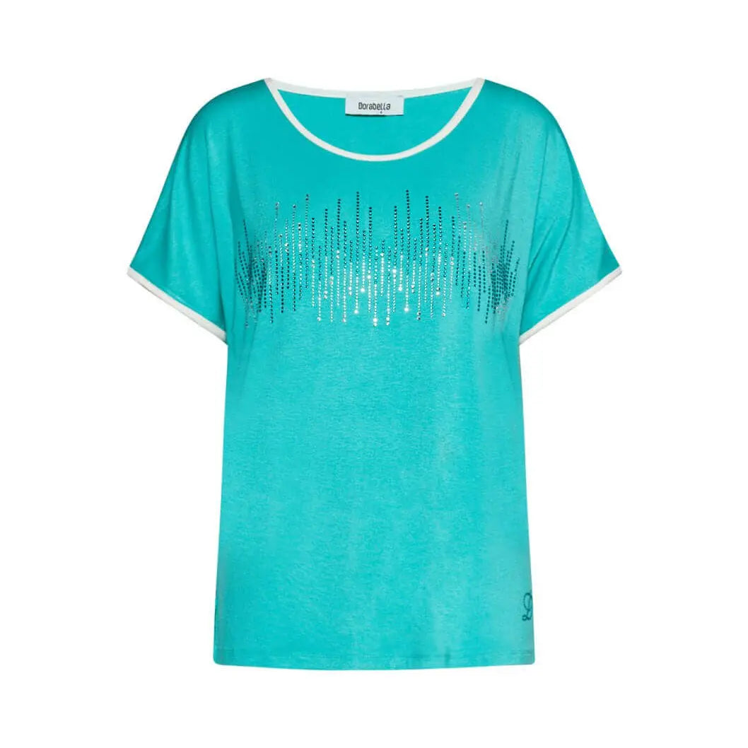 Maglia con strass VERDE ACQUA DORABELLA PIU' XL