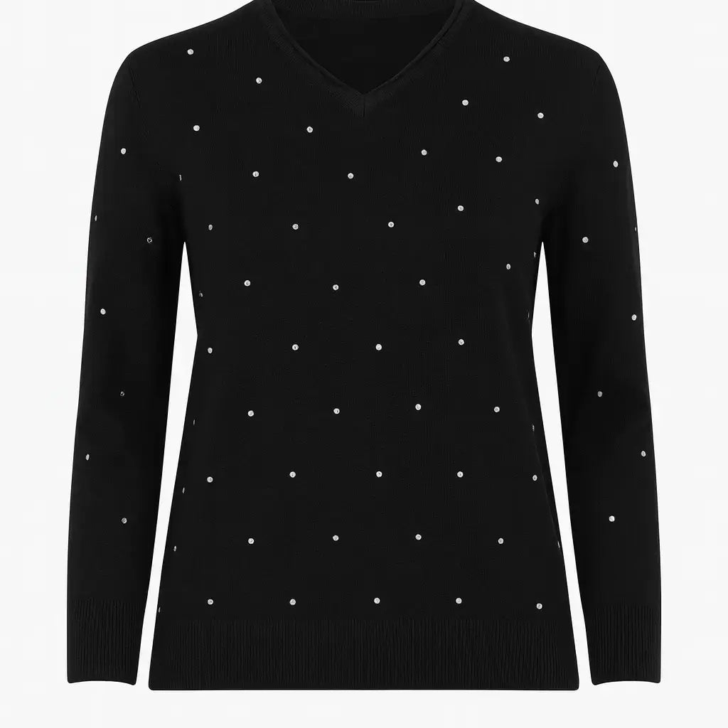 Maglia con strass e scollo a "V" DORABELLA PIU'