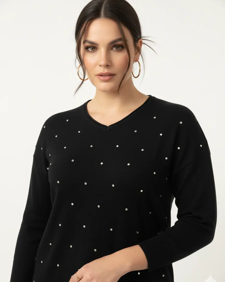Maglia con strass e scollo a "V" DORABELLA PIU'