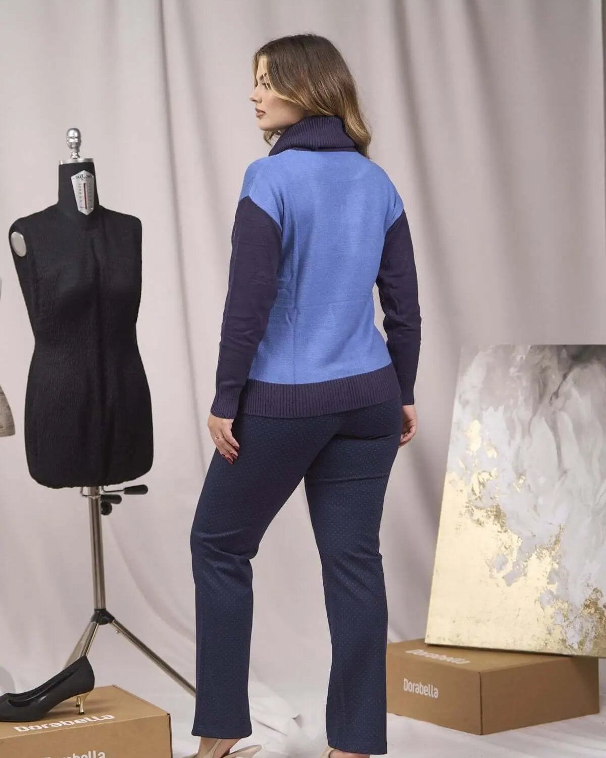 Maglia con taschino e collo alto removibile BLU DORABELLA