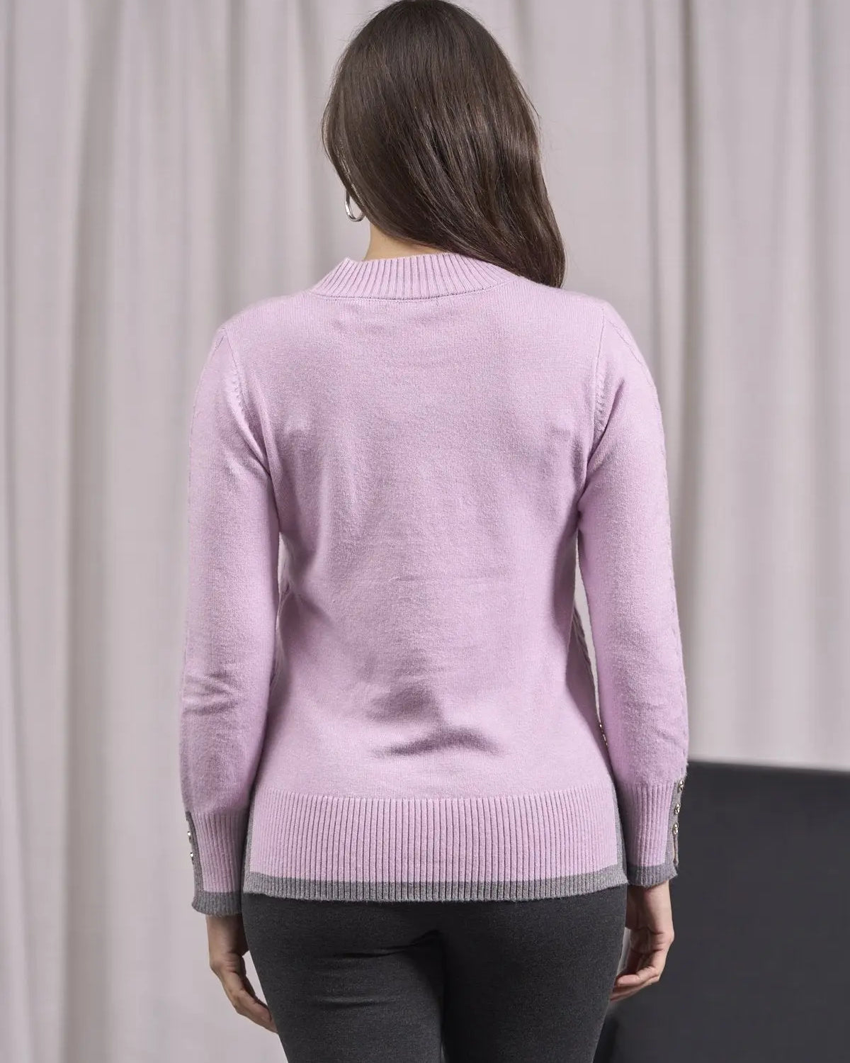 Maglia con trecce, spacchi e orli a contrasto ROSA DORABELLA