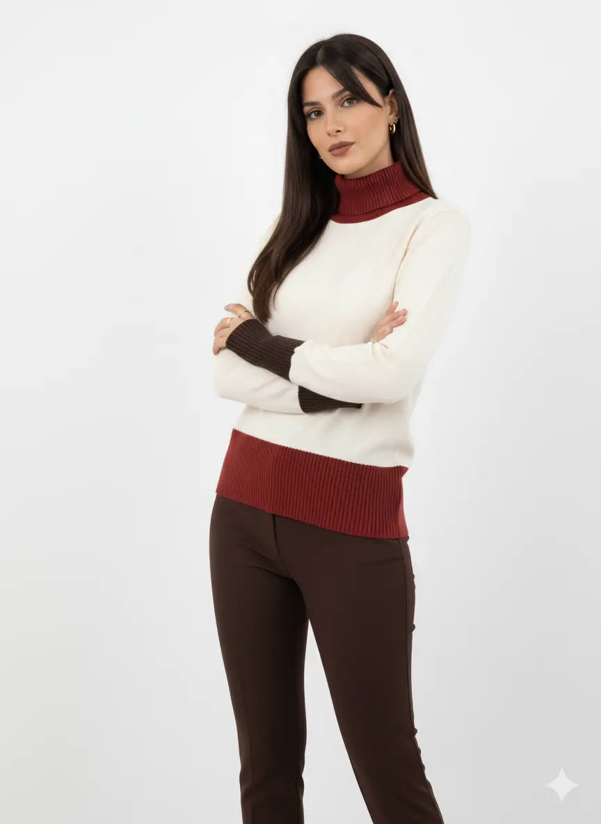 Maglia dolcevita color block DORABELLA