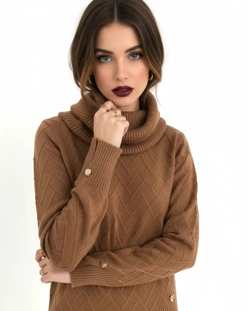 Maglia dolcevita con dettagli a treccia e collo removibile DORABELLA