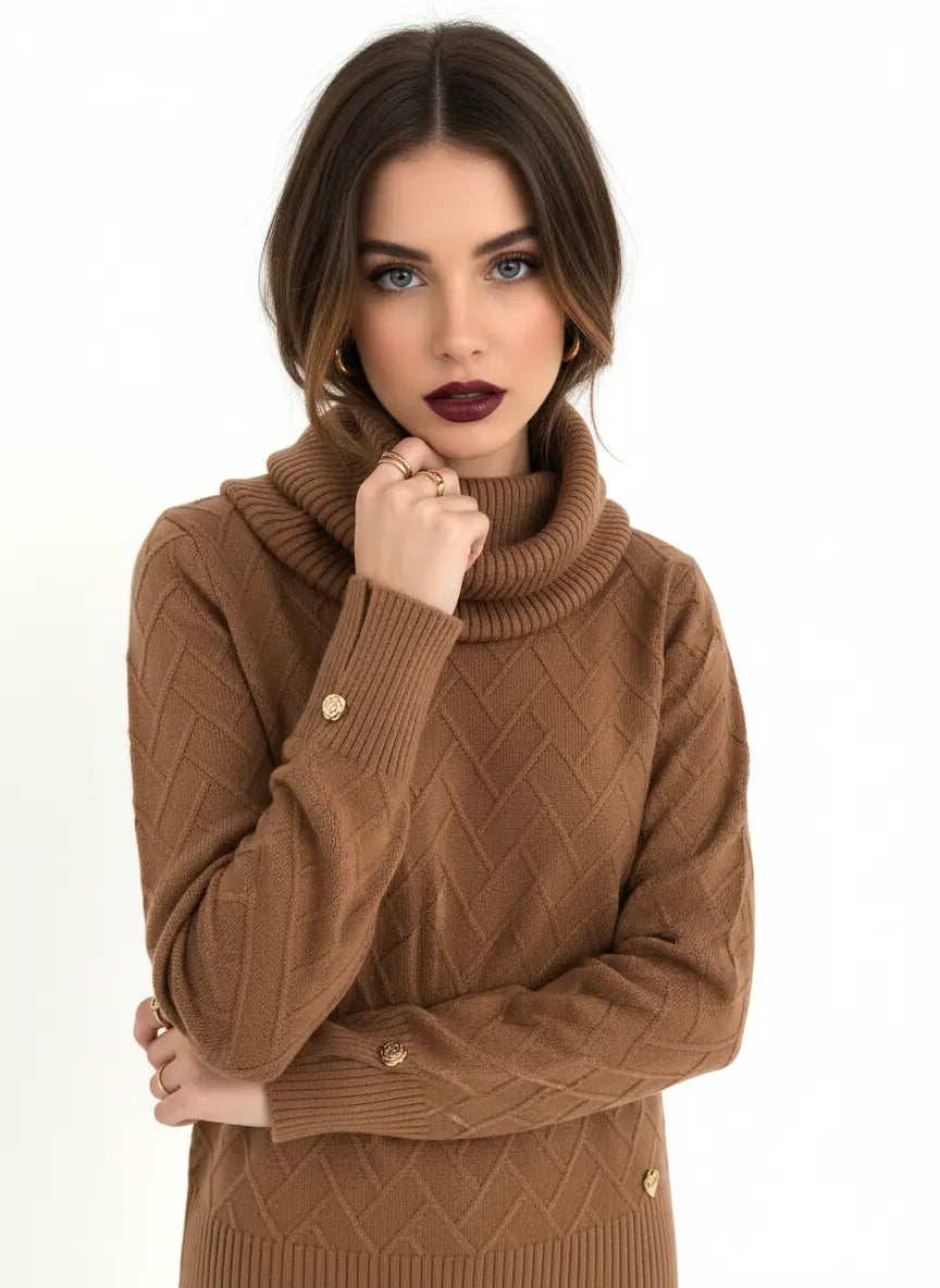 Maglia dolcevita con dettagli a treccia e collo removibile DORABELLA